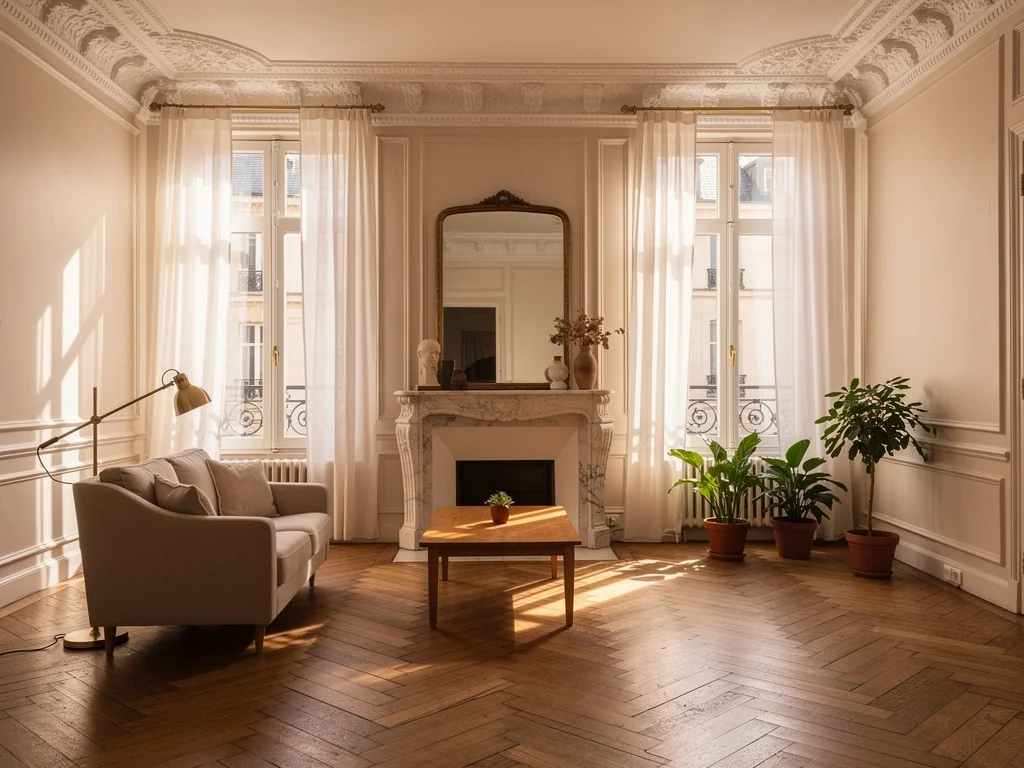 Appartement ancien parisien avec moulures et parquet